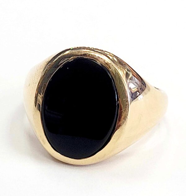 Size 10, 14k yellow Oval Onyx Men's Ring