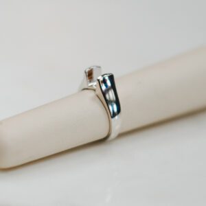 14kt white gold tension set cathedral band, size 6.