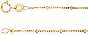 14K Yellow Gold 1 mm Beaded Curb 18" Chain